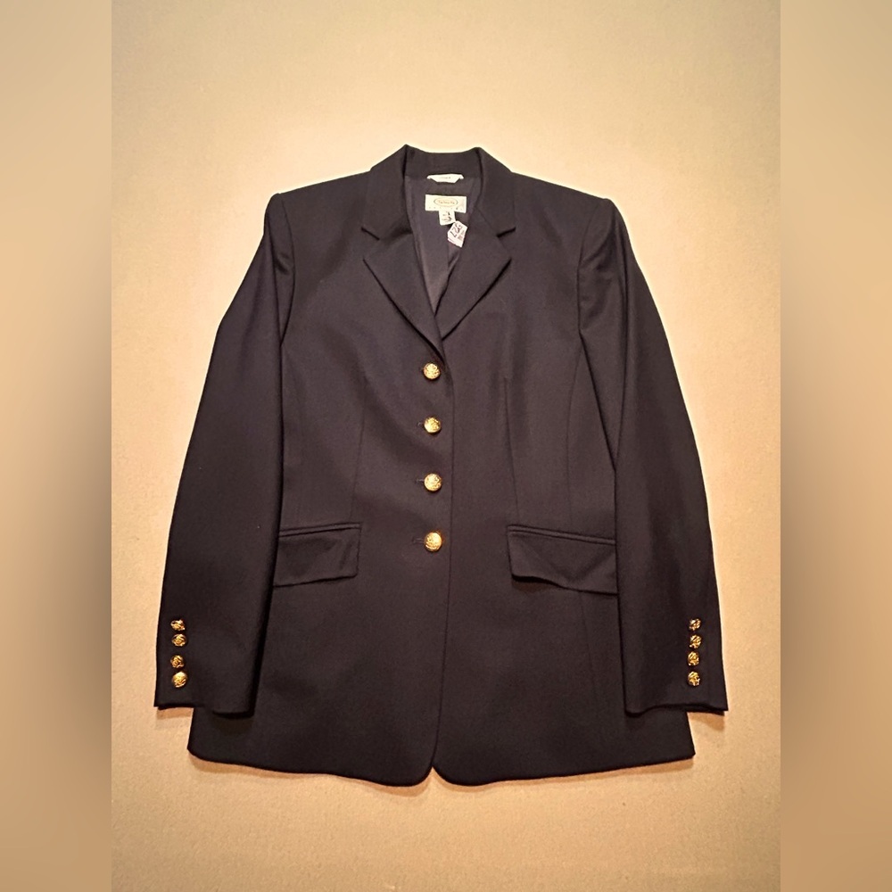 EUC Talbots Classic Dark Navy Stretch Blazer with gold buttons Petite Sz 6​